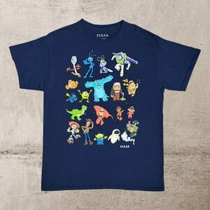Disney Pixar Character Graphic T-Shirt Adult Large Navy Blue Short Sleeves Retro